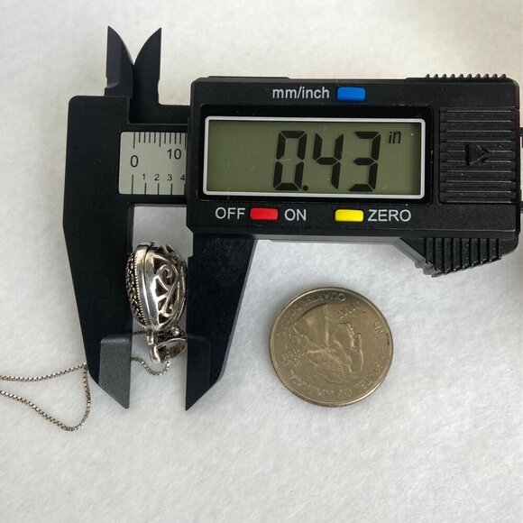 Sterling Silver 925 Hinged Marcasite Handbag Locket Purse Pendant Necklace 18" - Picture 16 of 16